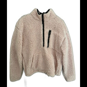 Derek Heart Light Pink Sherpa Pullover with Zipper Size Large
